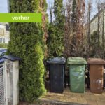 vorher Müllplatz mit kaputten Thujas